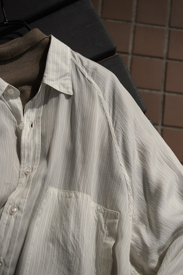ensou. / Big Raglan-sleeve Shirt (White Stripe)