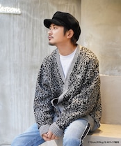 【#Re:room】LEOPARD JACQUARD BIG CARDIGAN［REK133］