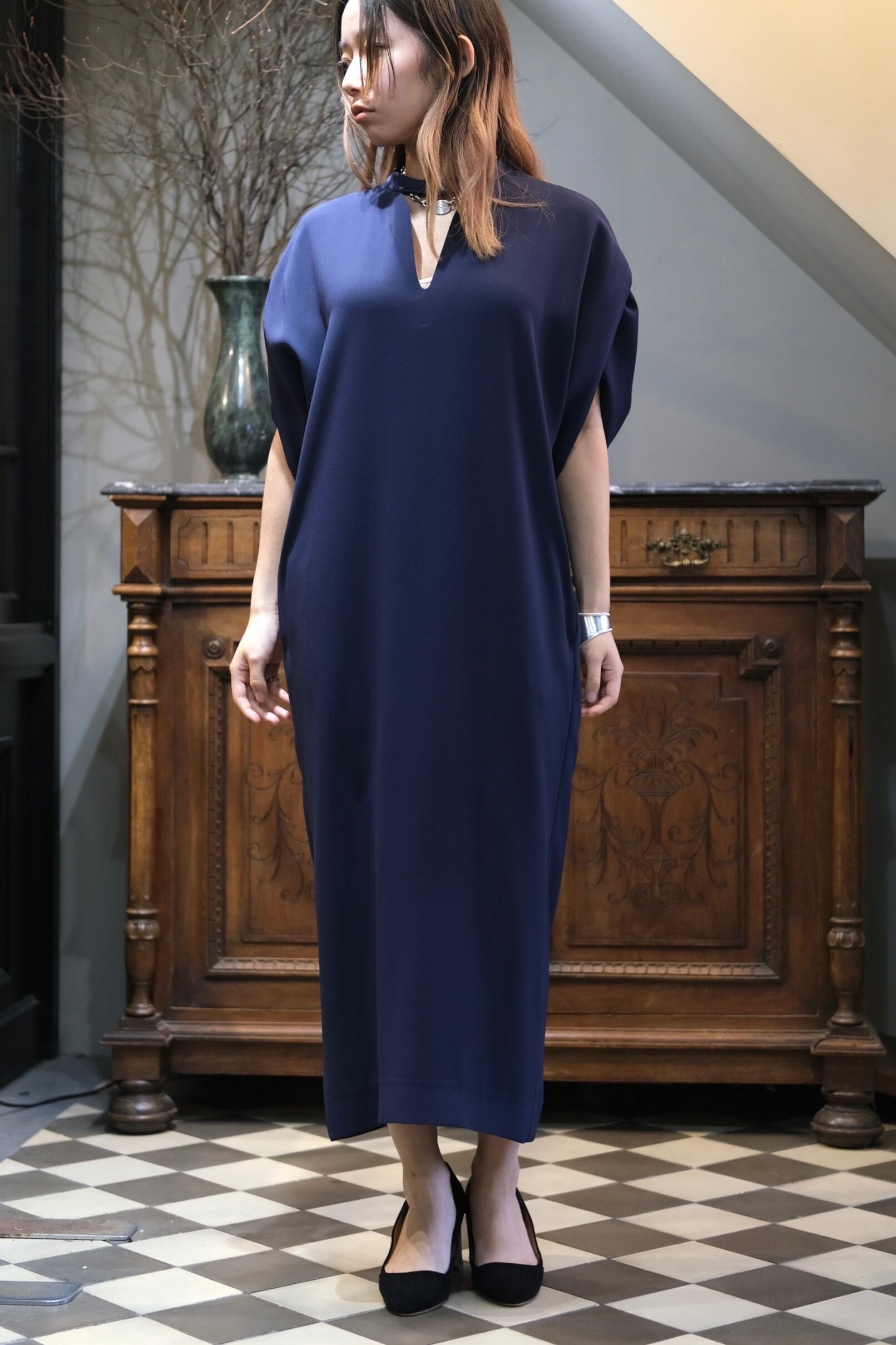 Mame Kurogouchi】Back Satin Crepe Georgette Emboridered Lace Mame Kurogouchi】Back Satin Crepe Georgette Emboridered Lace