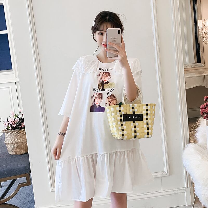 【新作】【送料無料】 マタニティドレス2020サマーシフォンパッチワーク印刷マタニティドレスマタニティシフォンブラウス 夏物 AL expec310428891752