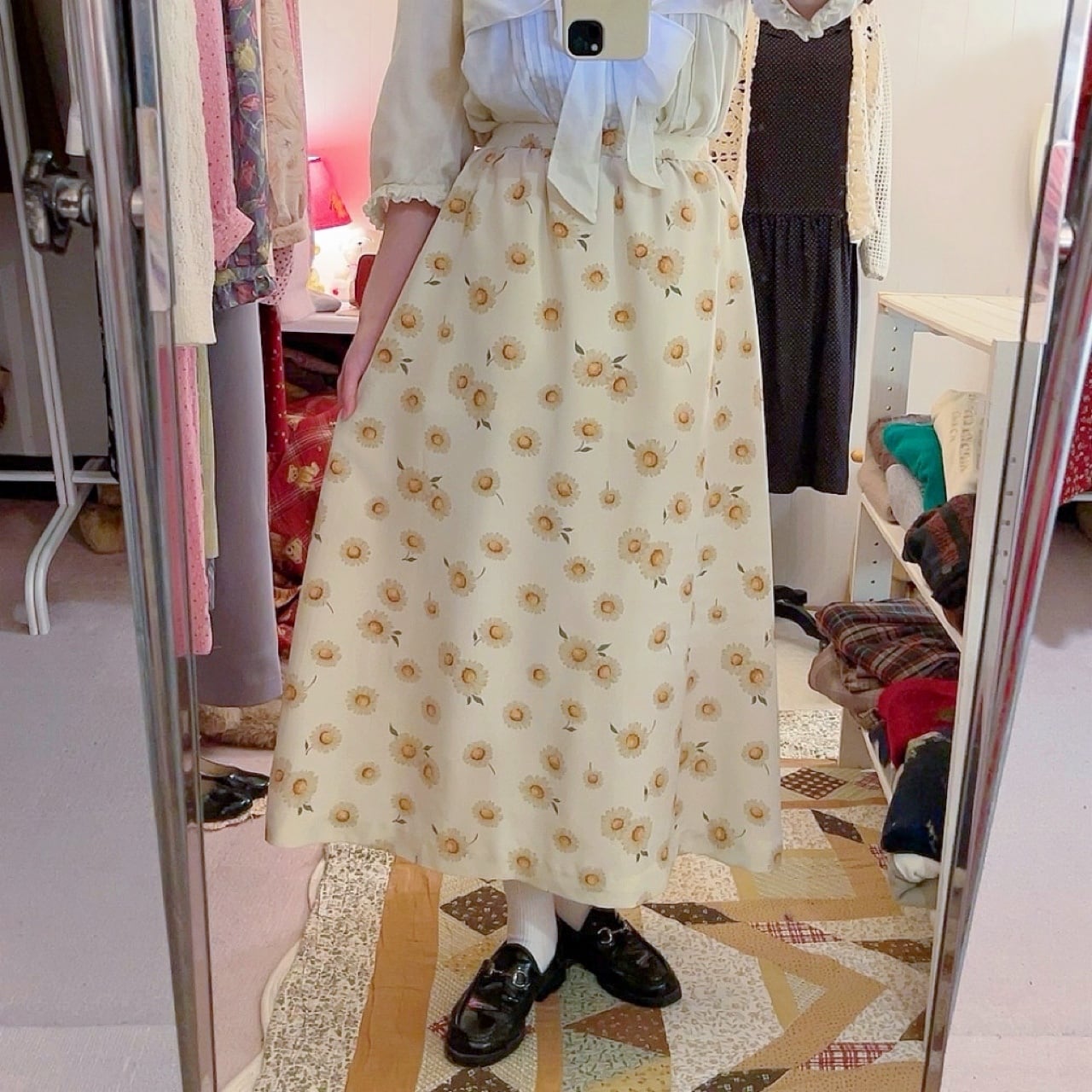 cream marguerite gather skirt