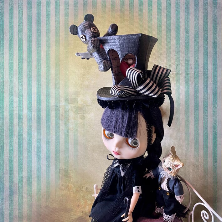 ドールハット L Bear Hat Black・ベアハット・ブラック ブライス 60cm