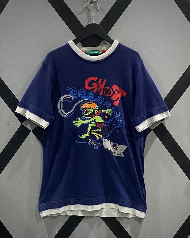 【X VINTAGE】Ghost Surfing Layered Design T-Shirt