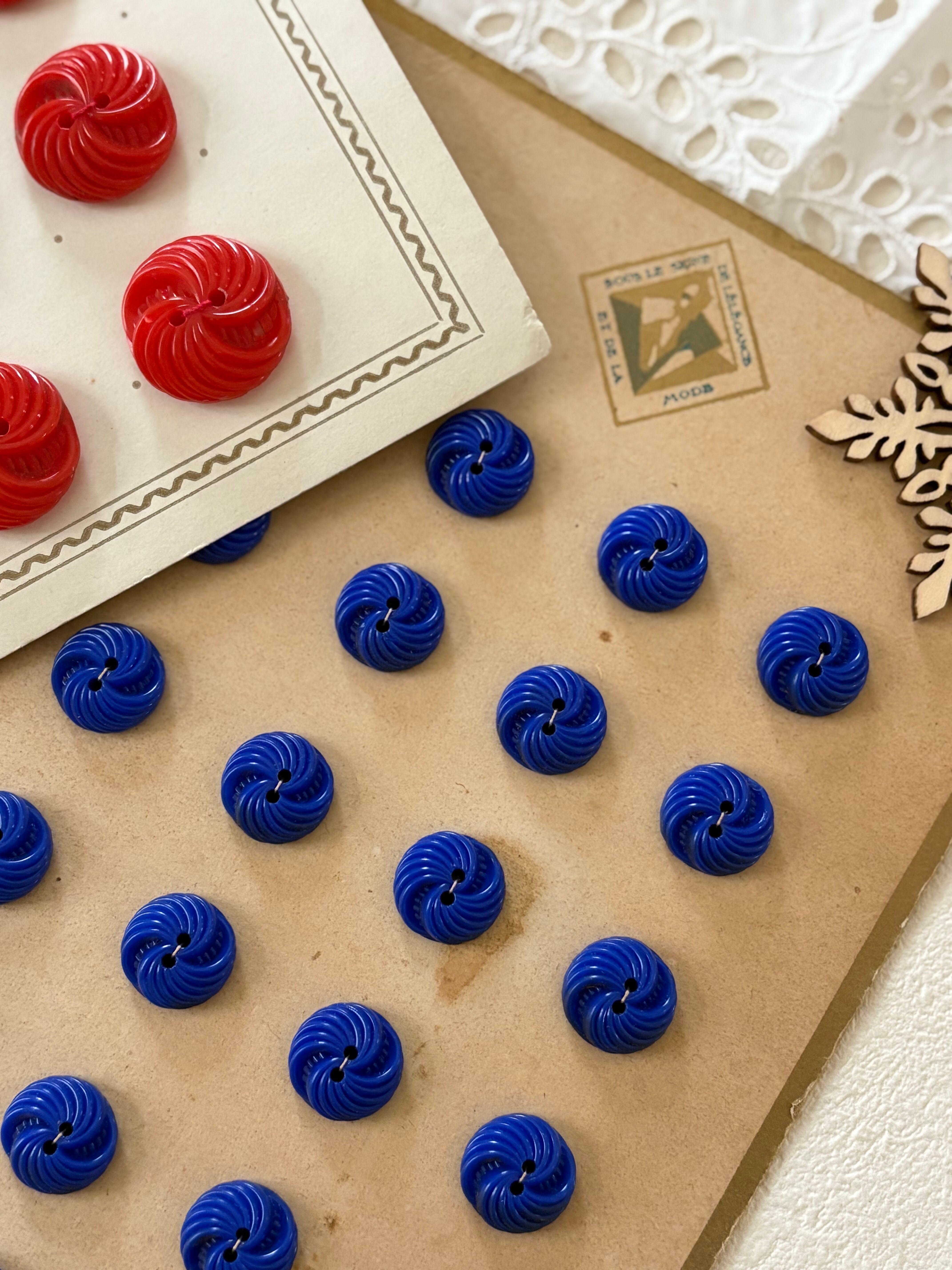 フランスVintageボタン ヴィンテージボタン 1940年代〜 デッドストック 14mm ブルー アクセサリーパーツ デコレーション材