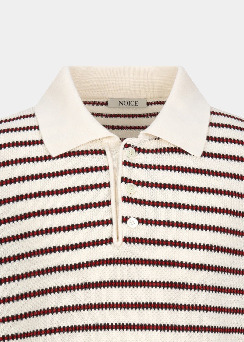 ☆RIIZE ソンチャン 着用！！【NOICE】TWIST STRIPED KNIT POLO SHIRT