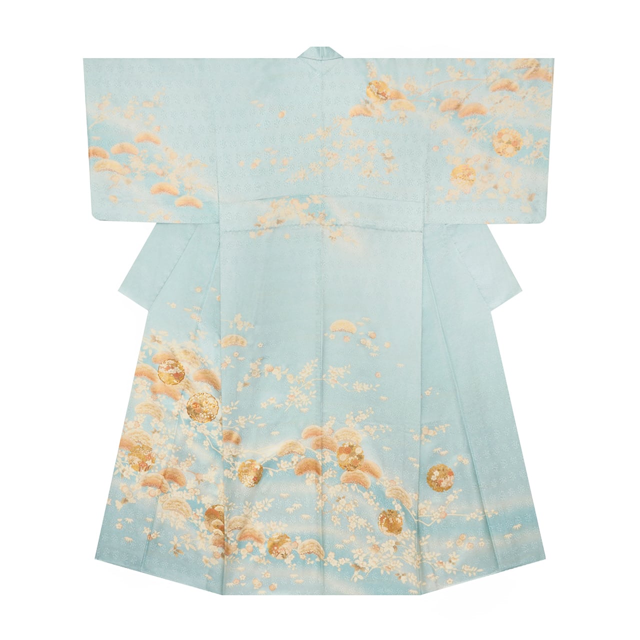 【三花】美品　洗える着物　単衣　ブルー　青　夏着物　縦ボカシ　㈱コウヤ　リユース 三花】美品 洗える着物 単衣 ブルー 青 夏着物 縦ボカシ ㈱コウヤ