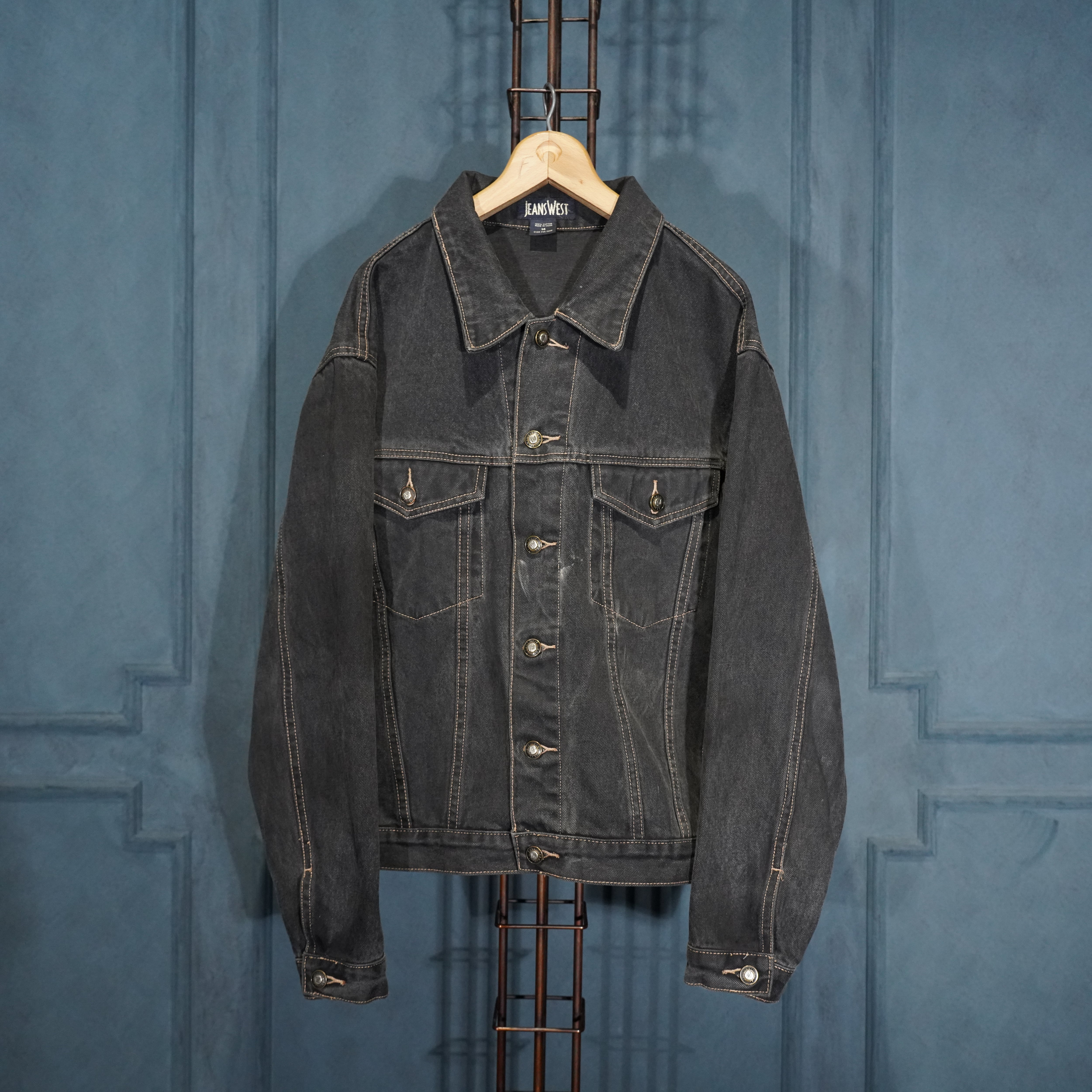 USA VINTAGE JEANS WEST BLACK COLOR DESIGN BUTTON DENIM TRACKER