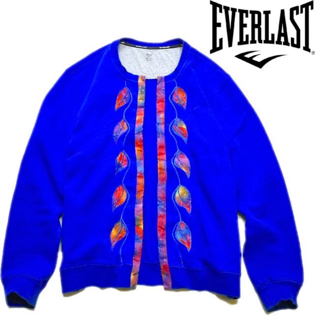 1点物 エバーラスト羽織り柄物スウェットカーディガン古着メンズレディースokアメカジ90sストリートスポーツmix青コート中古ブルー 古着屋カチカチ 東京都北区 Jr王子駅前で実店舗展開中 通販もok Tokyo Japan