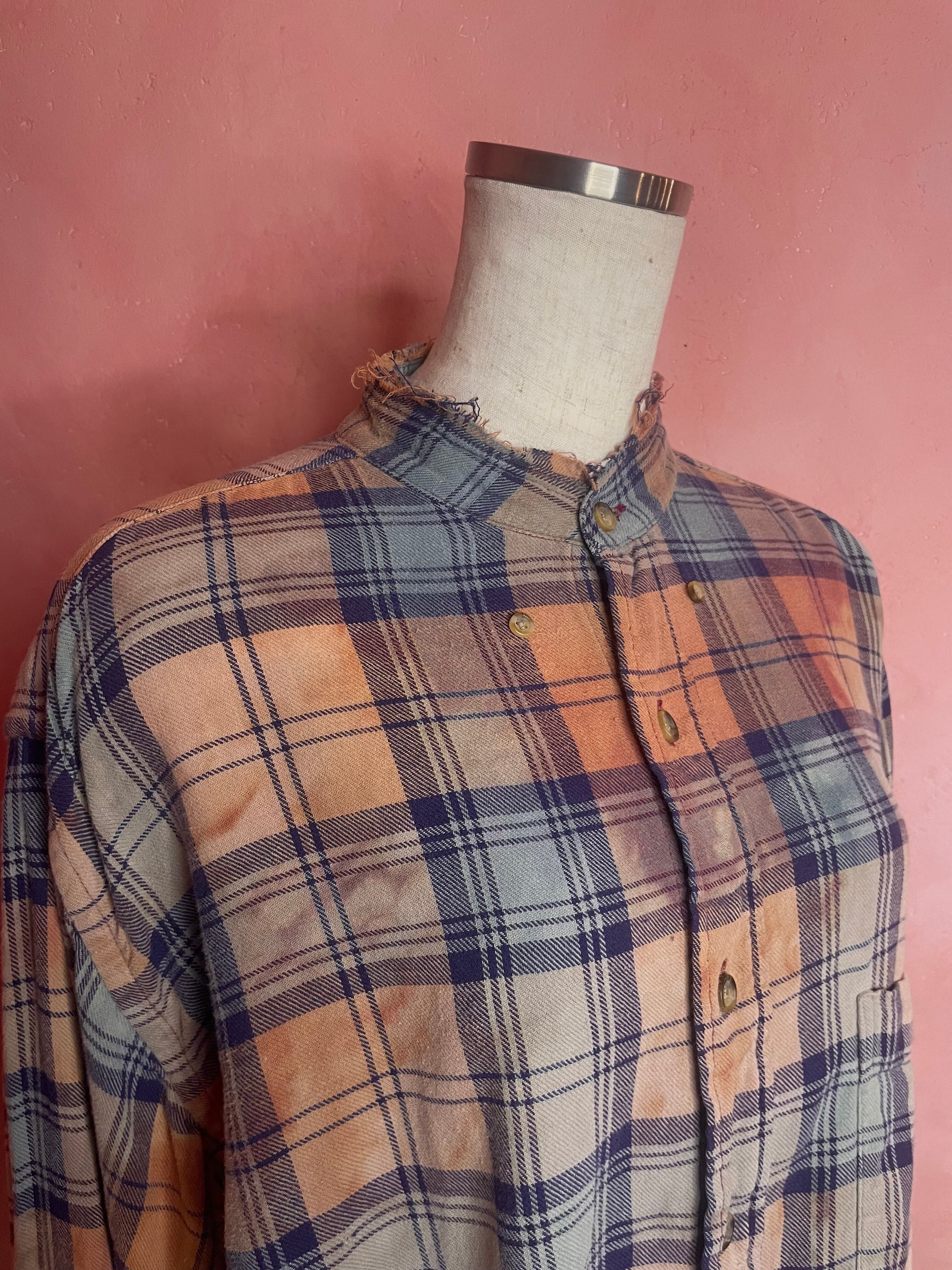 used custom bleach flannel shirt