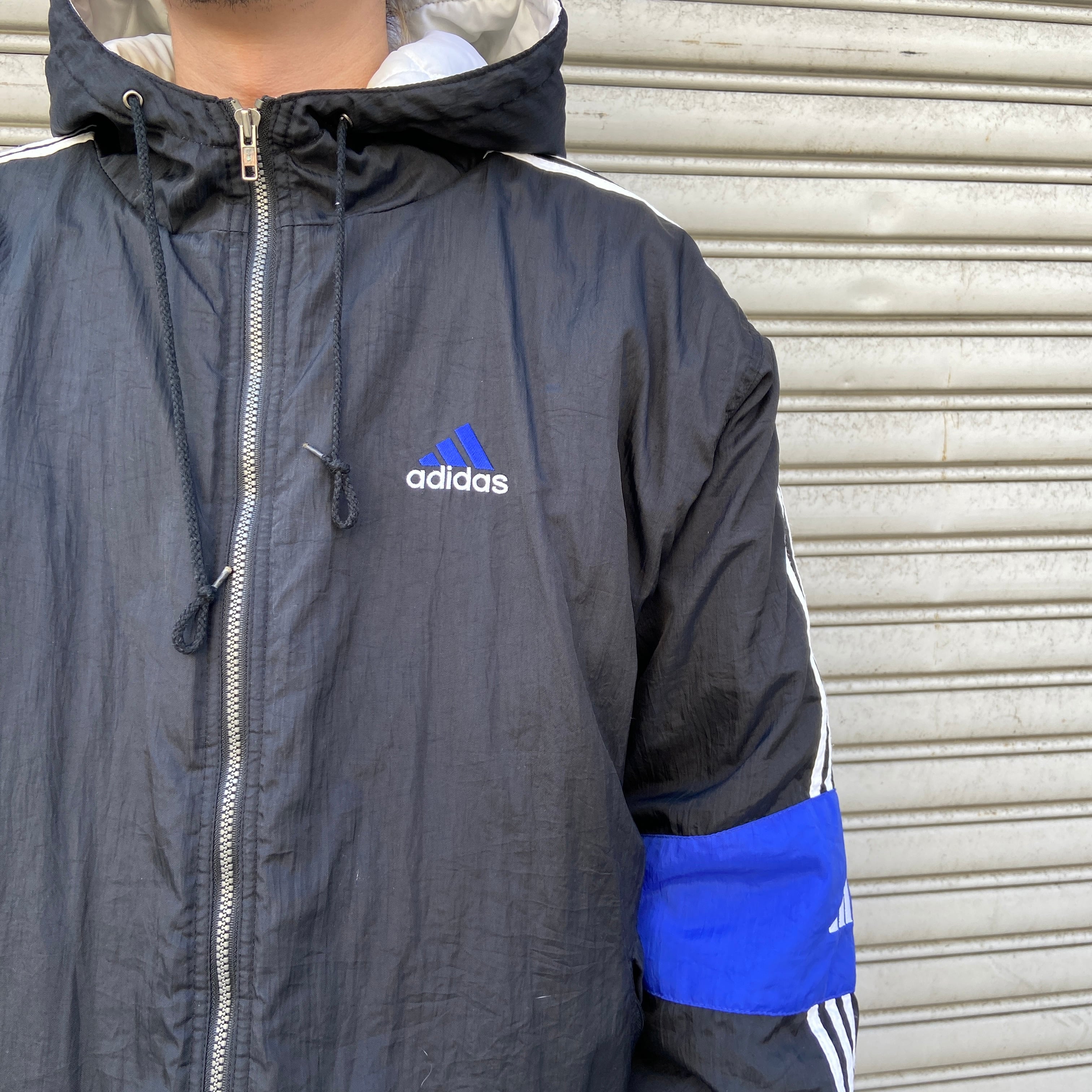 90s adidas 中綿入りナイロンパーカー パフォーマンスロゴ 黒 L 90s adidas 中綿入りナイロンパーカー パフォーマンスロゴ 黒 L