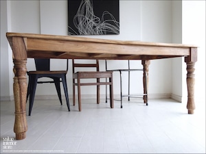オールドチークダイニングテーブルLwave 食卓テーブル 机 チーク材 手作り 天然木 木製 ナチュラル 銘木 総無垢 和風 幅180cm × 奥行き90cm