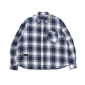 スモークブルーグリッド・エアリーオーバーシャツ A2108
