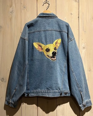 【a.k.a.C.a.k.a vintage】"TACOBELL Dog" Embroidery Loose Denim Jacket
