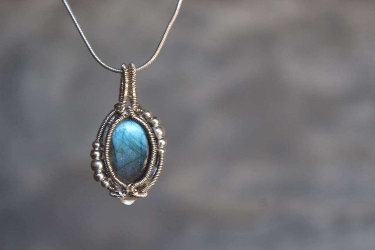 Labradorite silver 925 wire wrapping pendant