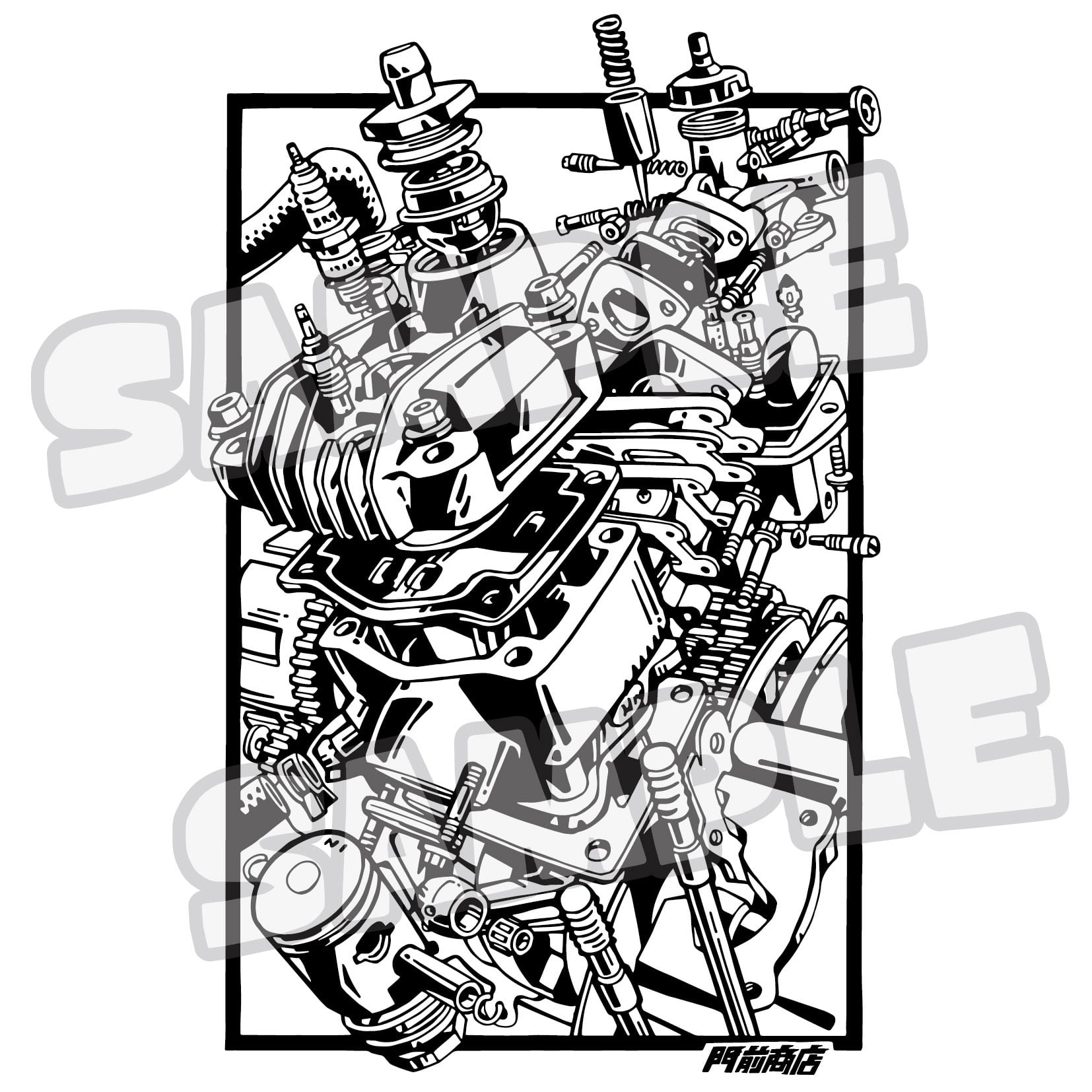 NSR50エンジン分解Tシャツ | 門前商店