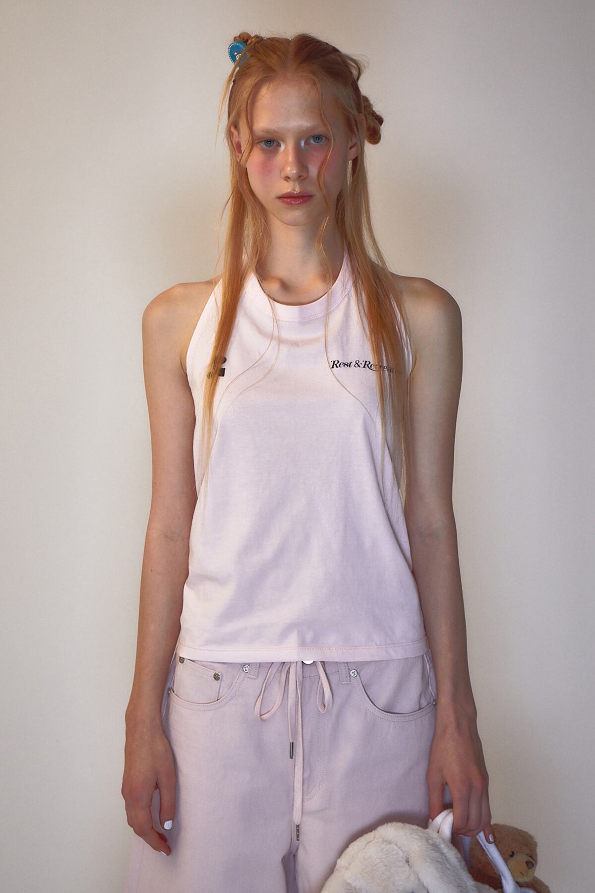 rest & recreation] RR LOGO 2WAY HALTERNECK TOP - PINK 正規韓国