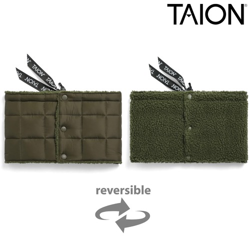 TAION タイオン マウンテン リバーシブル ダウンネックウォーマー 800FP ダウン95% ボア マイクロリップストップ アジャスター付き 防寒 保温 ユニセックス TAION-R203MT D.OLIVE×D.OLIVE