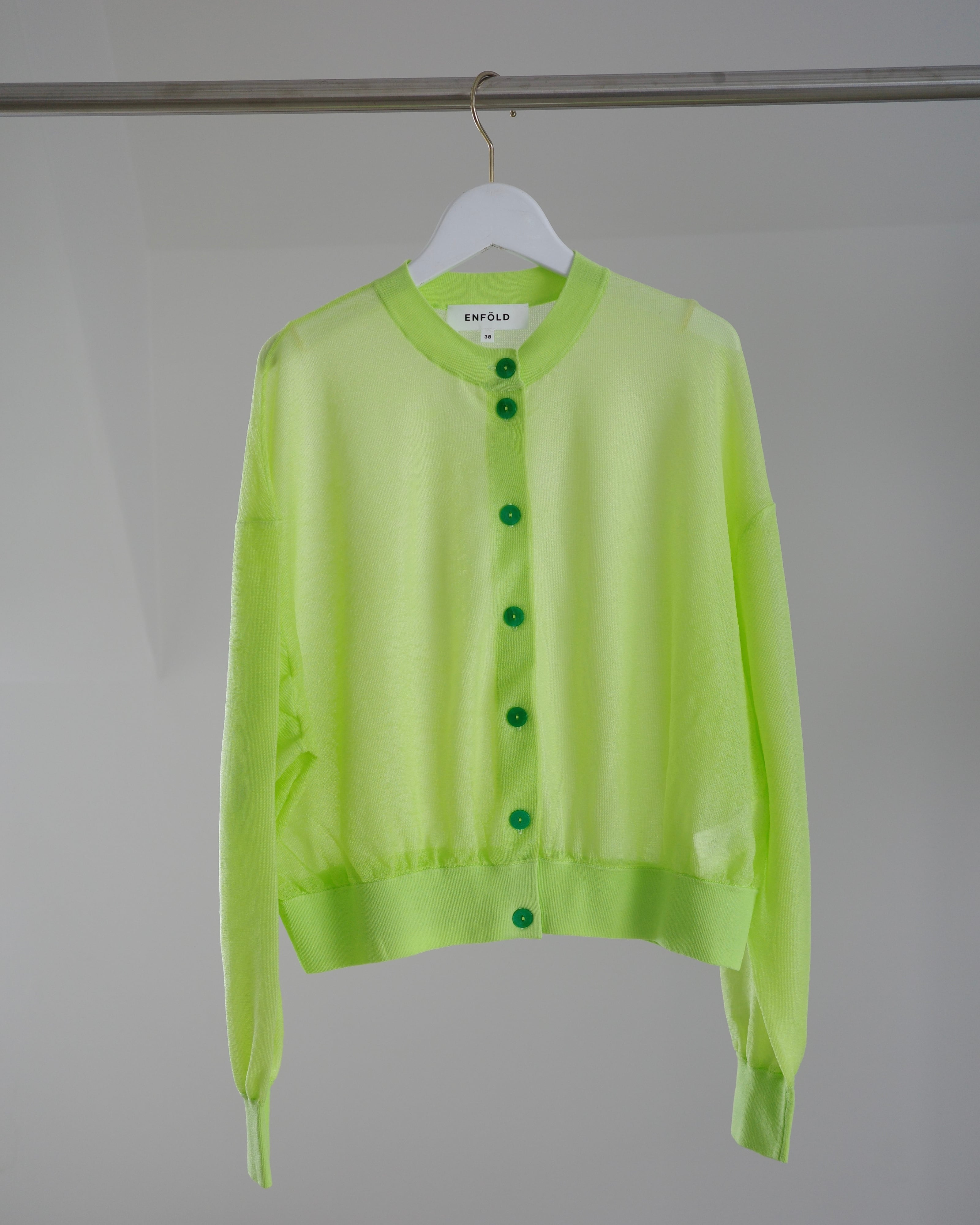 ENFOLD / SHEER CARDIGAN -L/GRN- | LA VILLA ROUGE