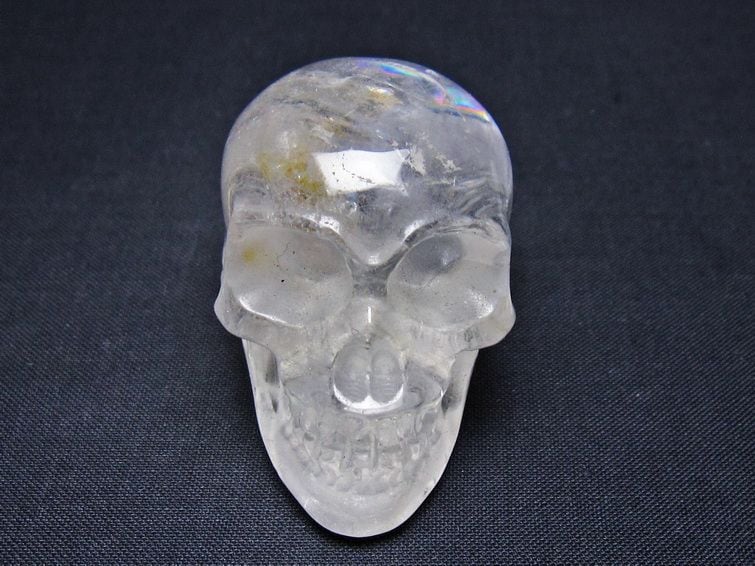 水晶 置物 ドクロ スカル 虹入り 一点物 145-1888 | 天然石