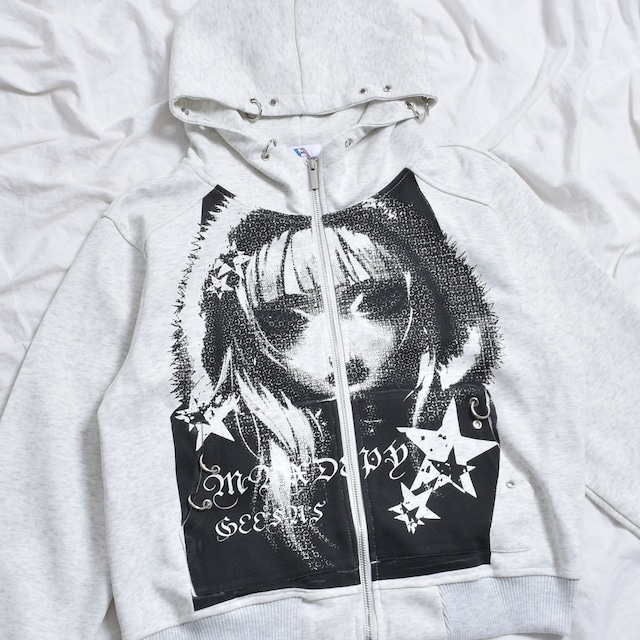 【10/8新着】GIRLピアスハイネック ショート丈ZIPパーカー