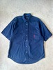 90s NAUTICA ノーティカ USA製 半袖 ワークシャツ ネイビー