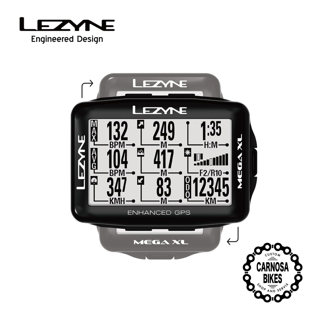 サイクルコンピュータ LEZYNE MEGA XL LEZYNE】MEGA XL GPS サイクルコンピューター Black | 【CARNOSA BIKES