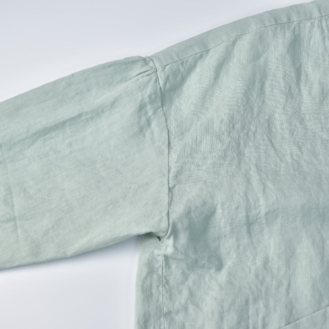 快晴堂 カイセイドウ ファインなリネン ふわふわカーディガン・薄いサックス 軽くて着やすいリネンの夏カーデ