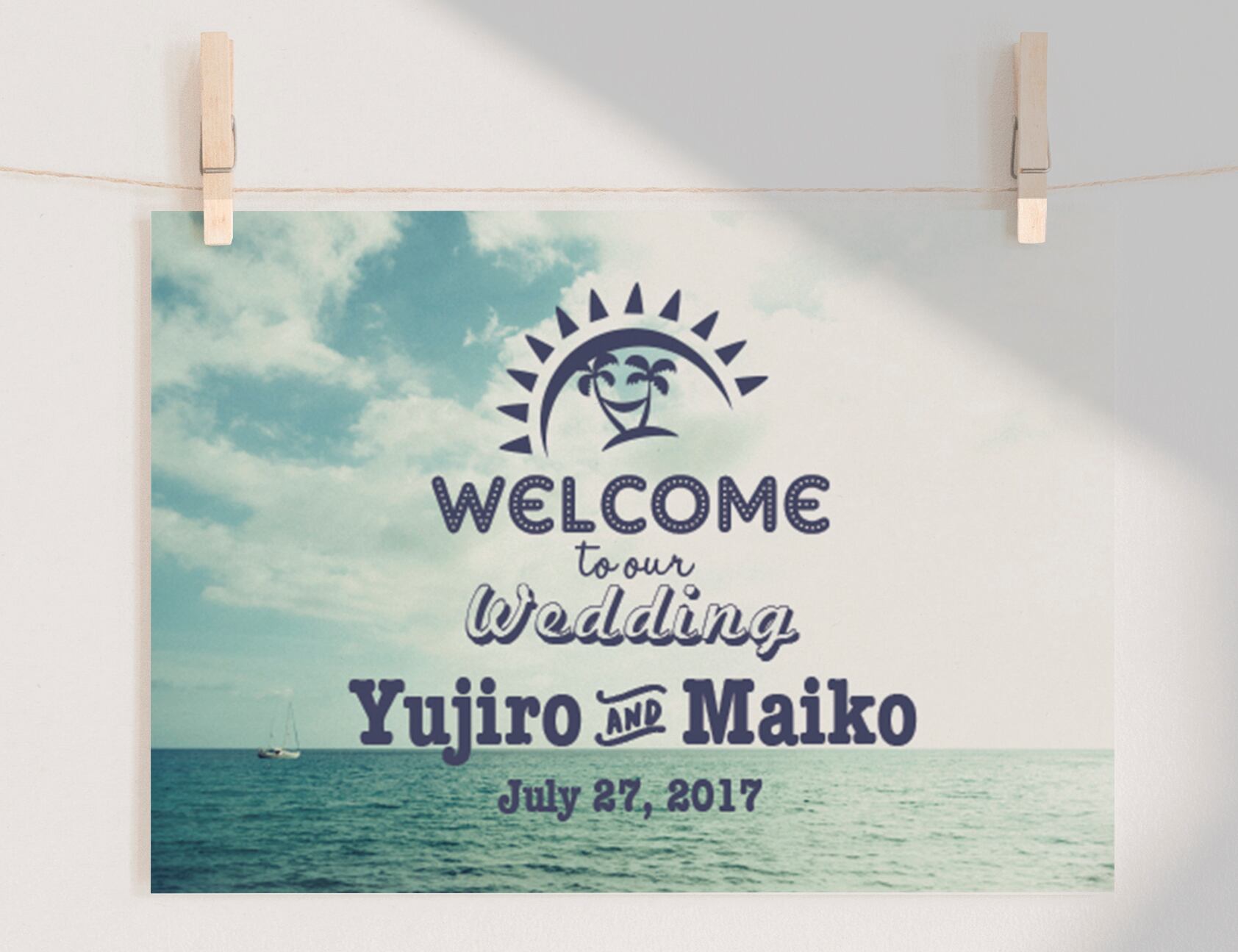 【サマー】色・フォントカスタム可能♡海外風オーダーメイドウェルカムボード│ウェルカムポスター ウェディングサイン 結婚式