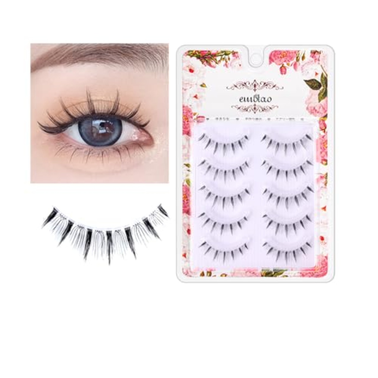 つけまつげ コスプレメイク 目尻 短め 上まつげ したまつげ 人気 手作りつけまつげ 女優まつげ 5ペア (M9-03)