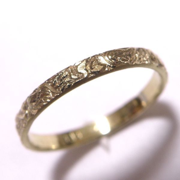 白鳥のゴールドリング K18 | 手彫り工房