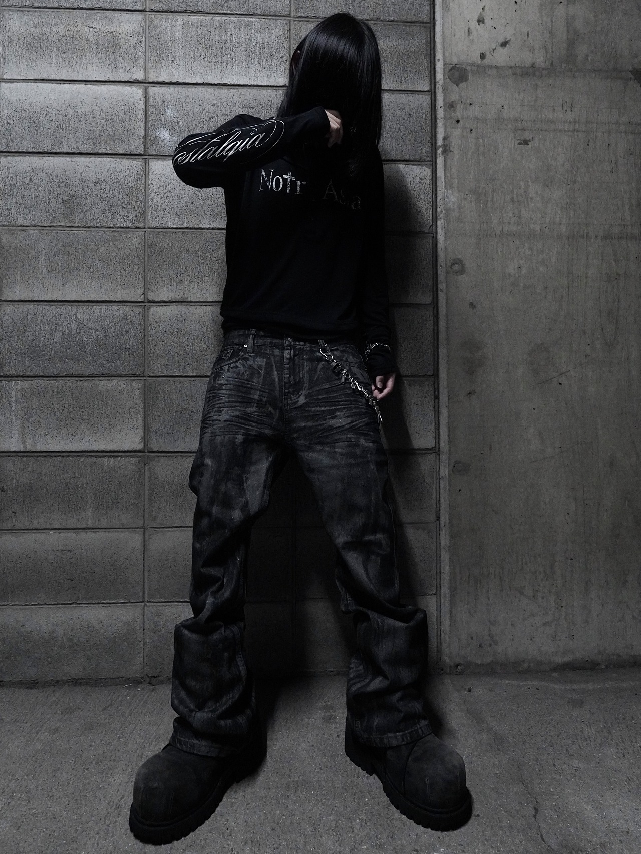 【PLANET STUDIO】Silver Coating Flare Denim Pants