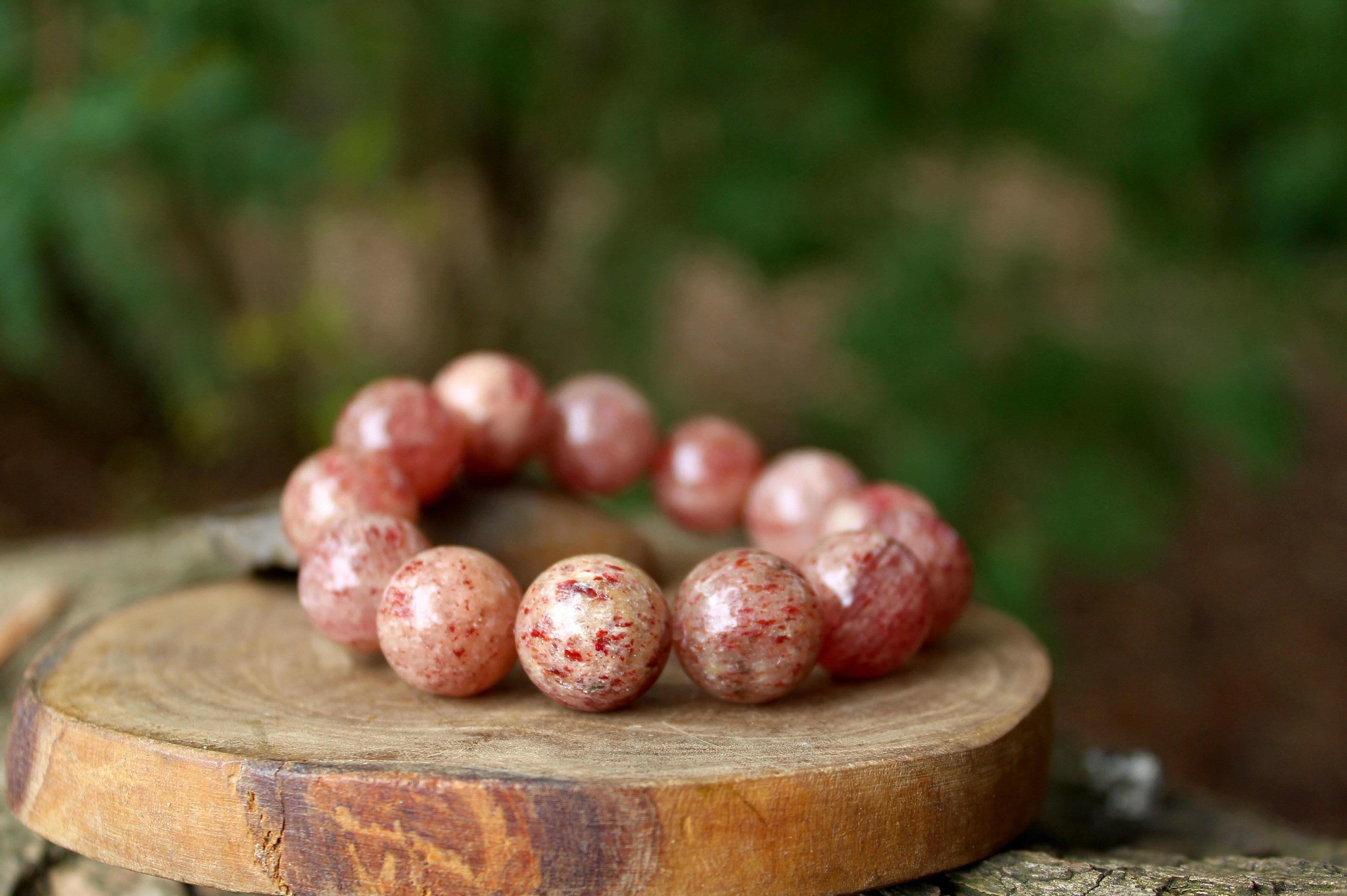 オレンジ、ストロベリー レピドクロサイトAA級 14mm 内なる平和、感情