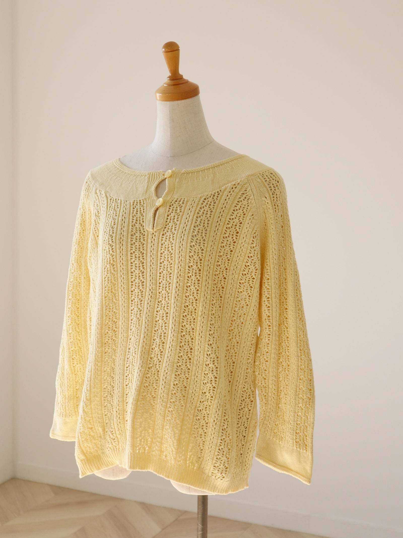 crochet design knit tops(yellow)