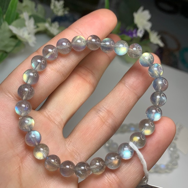 全粒シラー☆透明ラブラドライトブレスレット