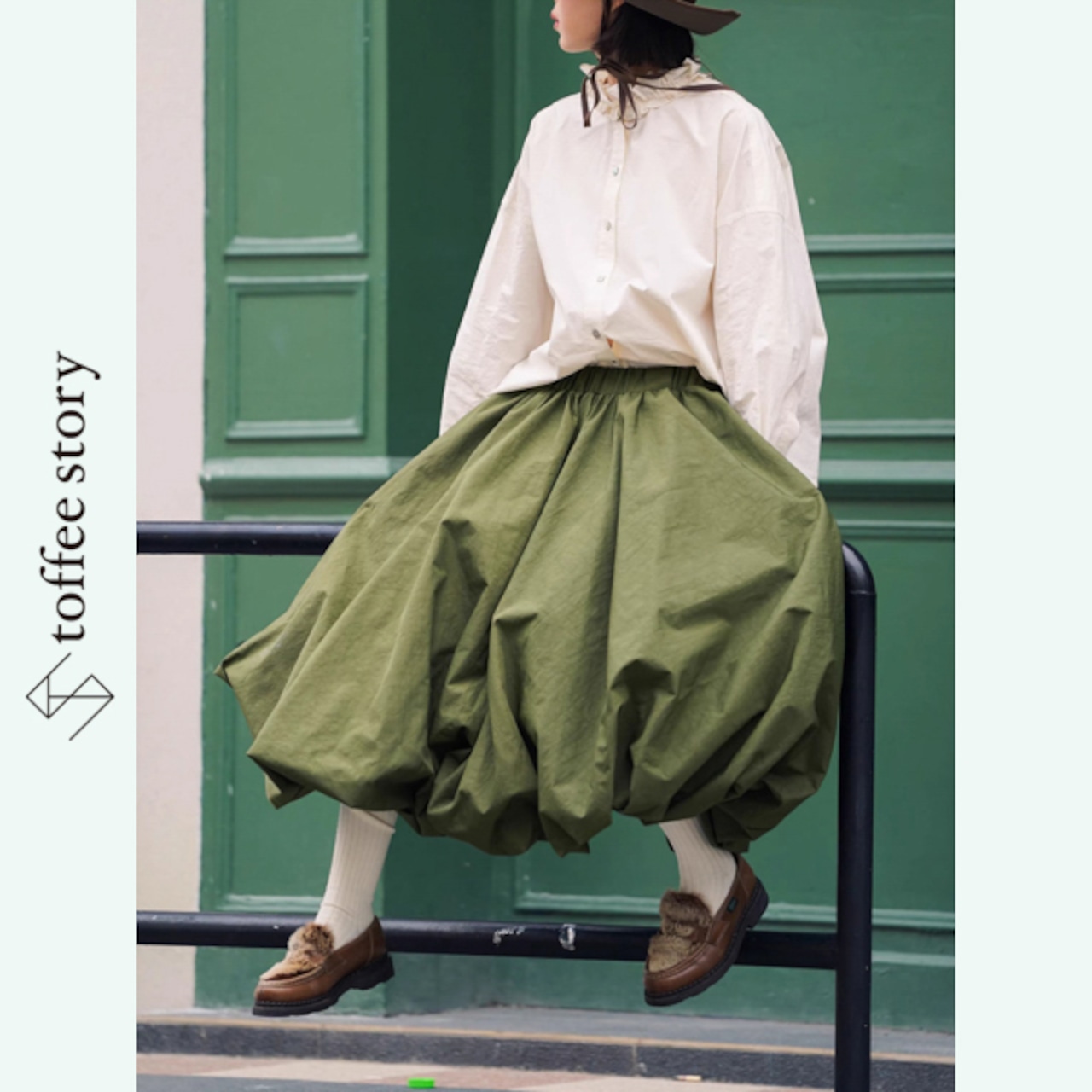 【3color】風景をまとうバルーンの詩色ボリュームスカート《W0208》