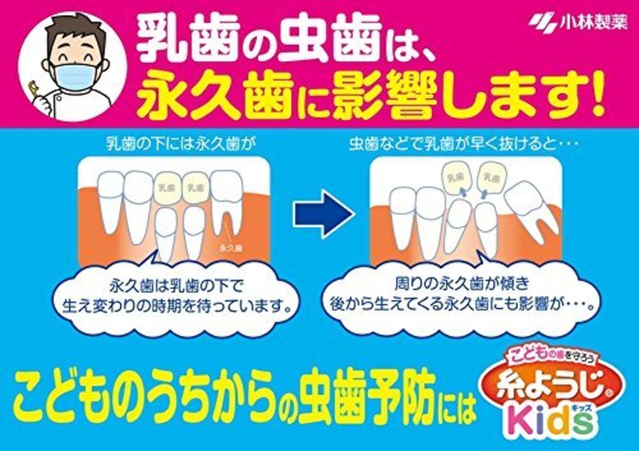 糸ようじ 小林製薬のキッズ 子供用 柄付きフロス デンタルフロス 2才~6才児用 単品 60本