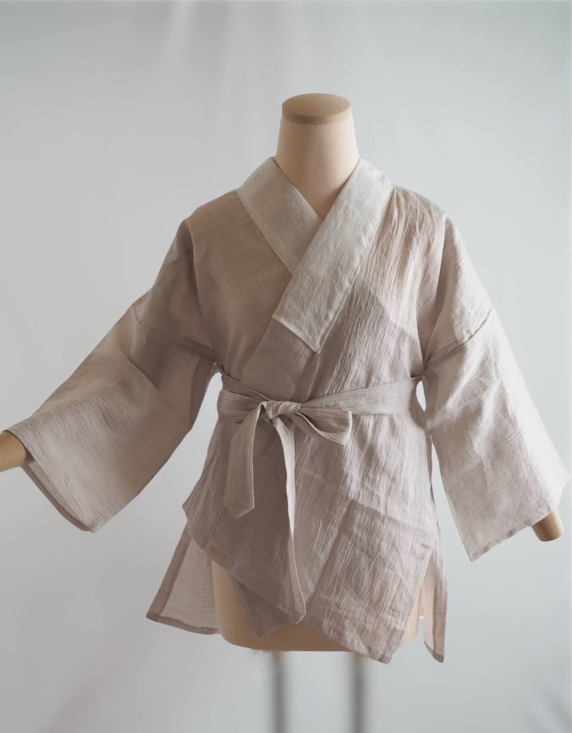 半襦袢・近江ちぢみ 麻 / 亜麻色 M,Lサイズ | 弥生屋