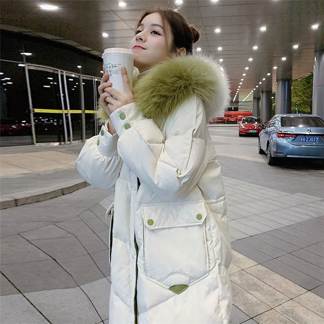 合わせやすい服で INSスタイル 中・長セクション 毛皮の襟 ダウンコート トレンド 厚手 暖かさ 気質 コート