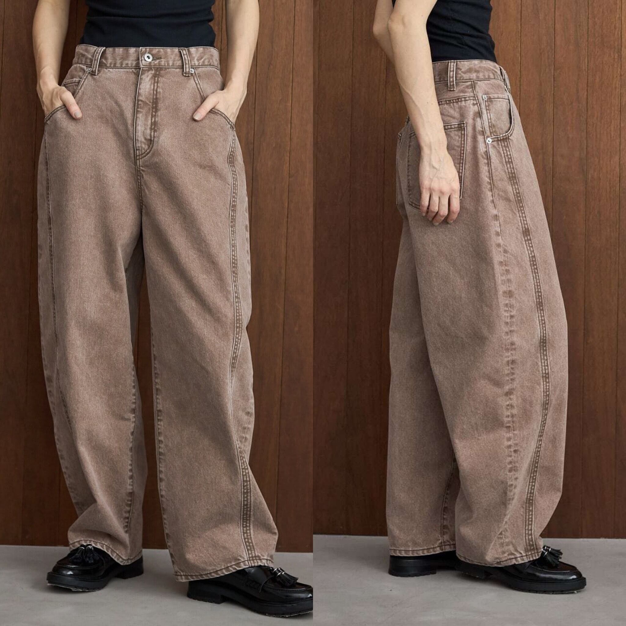 【 ALMOND OIL 】Side stitch collar denim