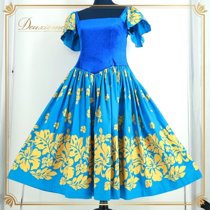 フラダンス 衣装 パウスカート イエロー系 タヒチインポーツ フラ