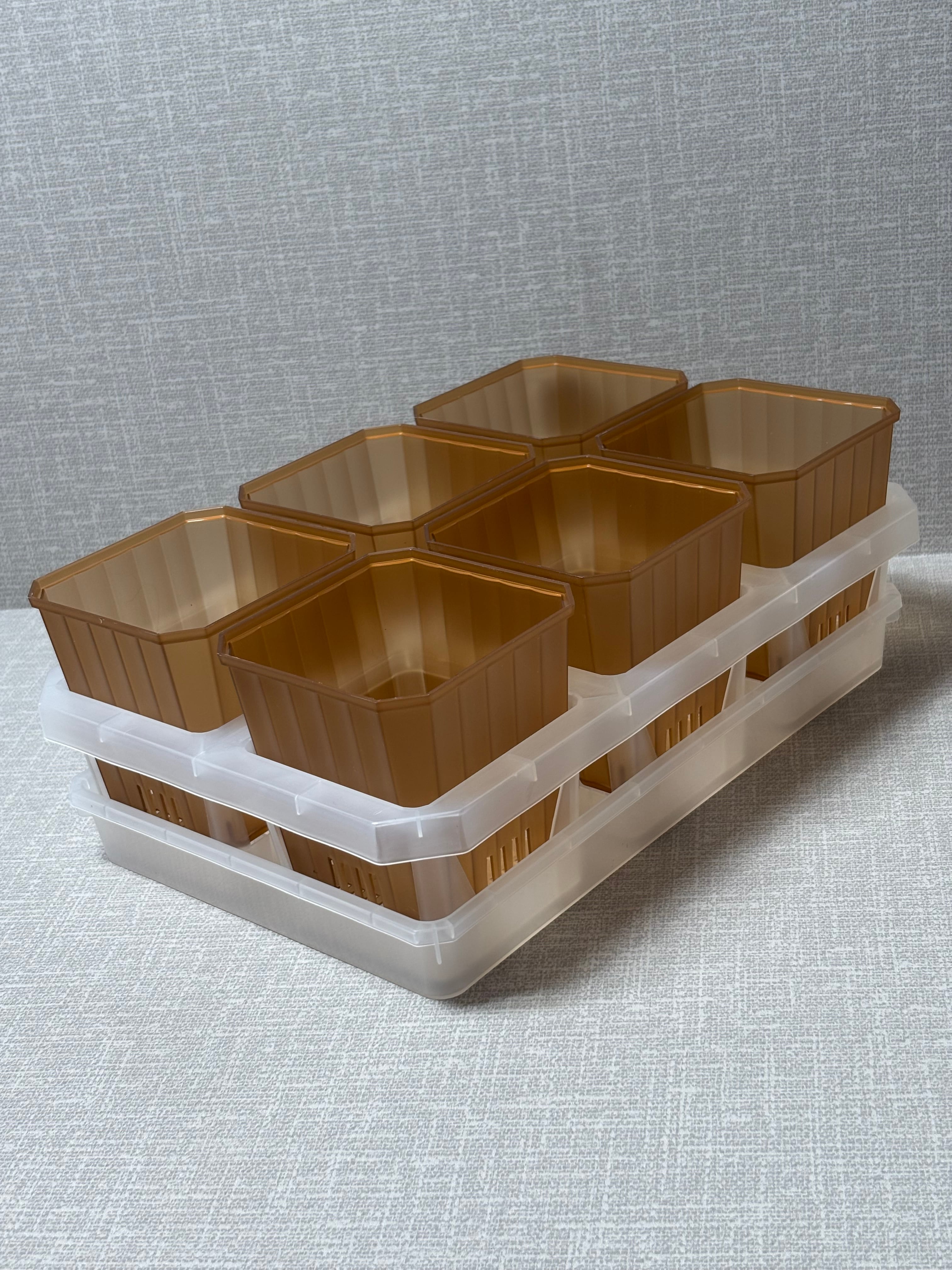 【C3】9.5㎝浅ルータルスリット ブラウンセット 皿付き