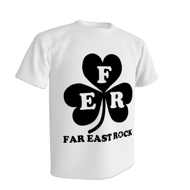 クローバーロゴTシャツ 黒×白 | FAR EAST ROCK