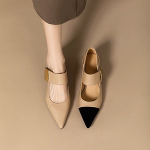 バイカラーポインテッドストラップシューズ　A3105