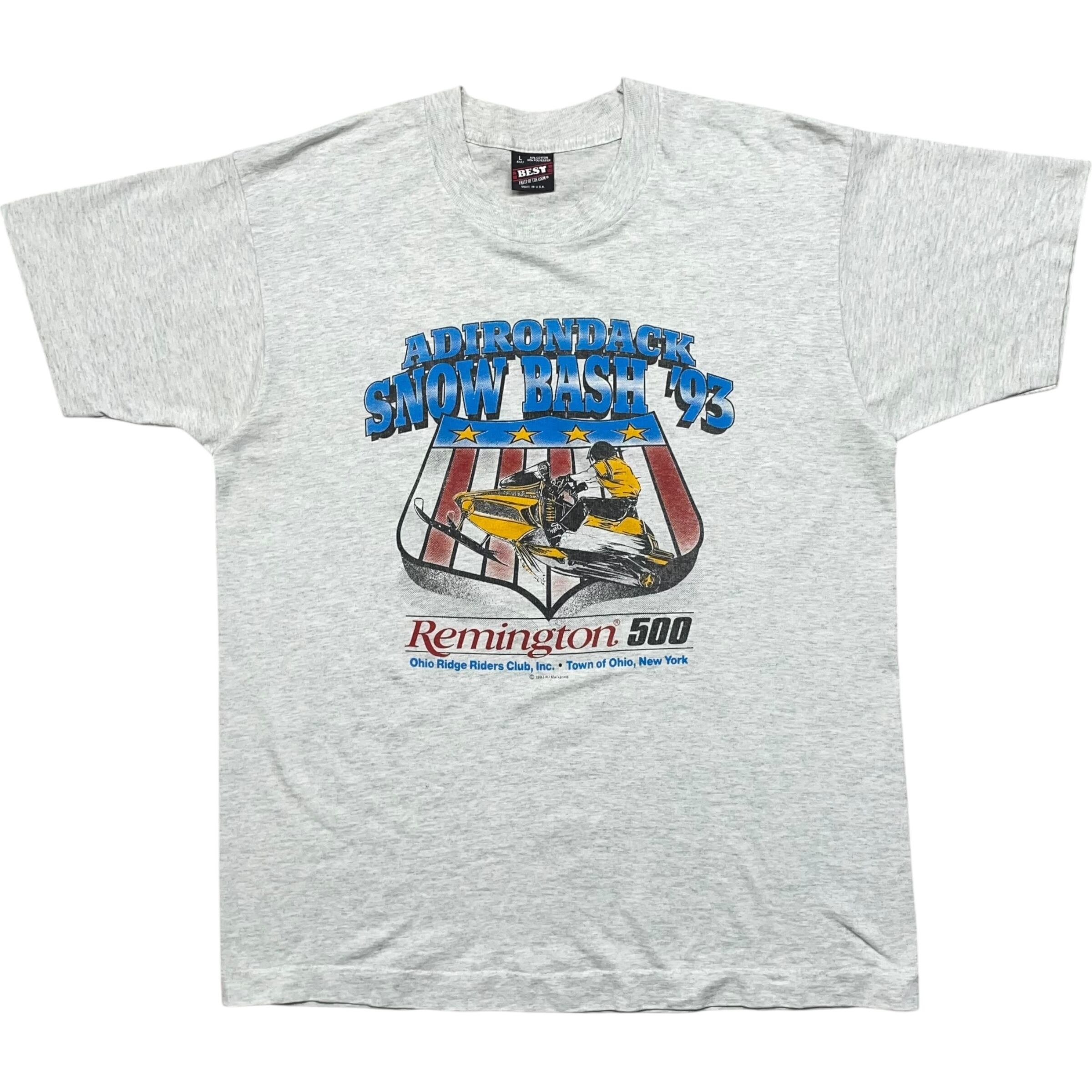 《L》FRUIT OF THE ROOM フルーツオブザルーム Tシャツ フロントプリント スノーモービル イベントT グレー シングルステッチ USA製 90年代 vintage no.8322