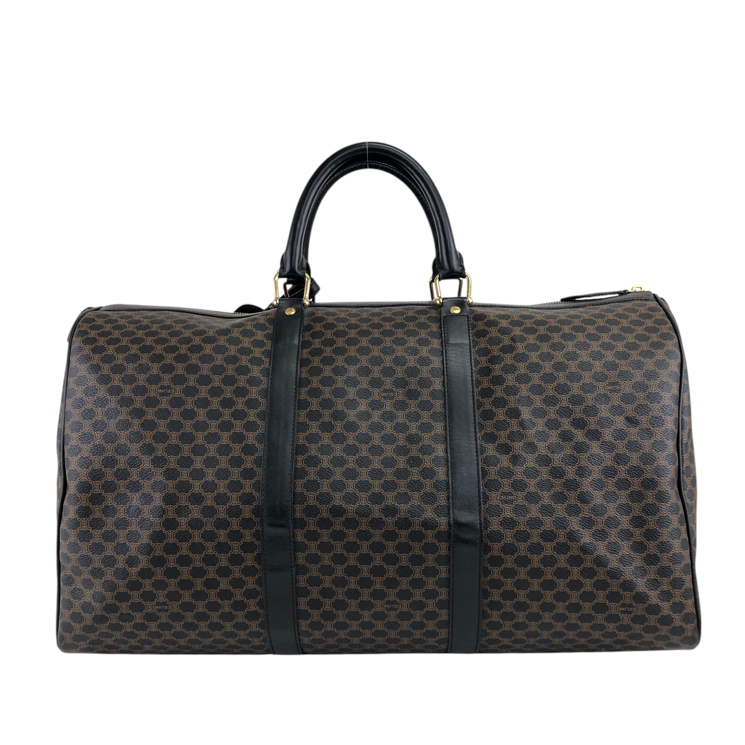 セリーヌ　マカダムブラックボストンバッグ　美品 CELINE セリーヌ マカダム ボストンバッグ ブラック ブラゾン型押し