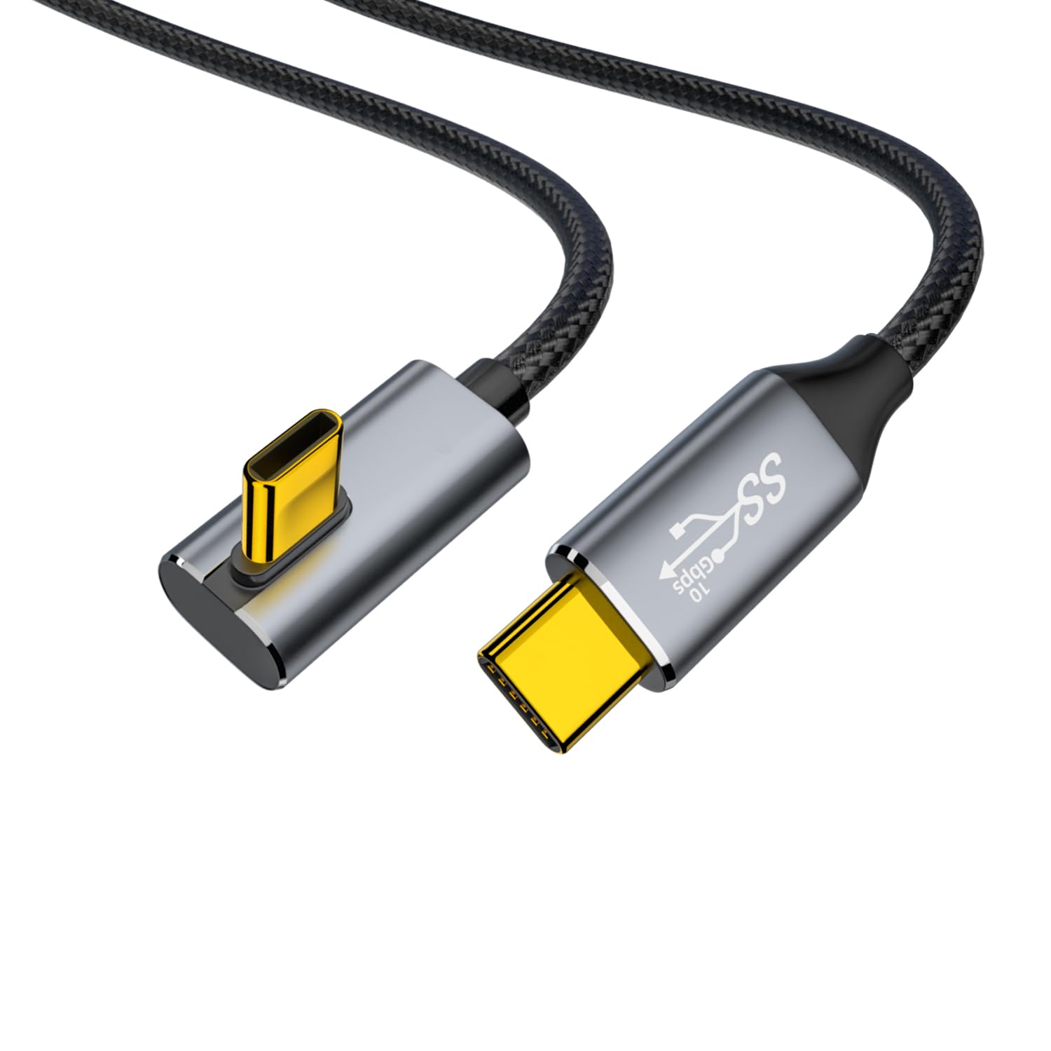 USB-C & USB-C ケーブル L字 1.5M Type-c ケーブル PD対応100W/5A急速充電 【 4K/60Hz 映像出力 USB3.1 Gen2標準 10Gbps高速データ転送】 超高耐久ナイロン Type C機種対応