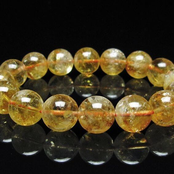 シトリン ブレスレット 虹入り 12mm シトリンクォーツ ブレス メール便可 一点物 111-50392