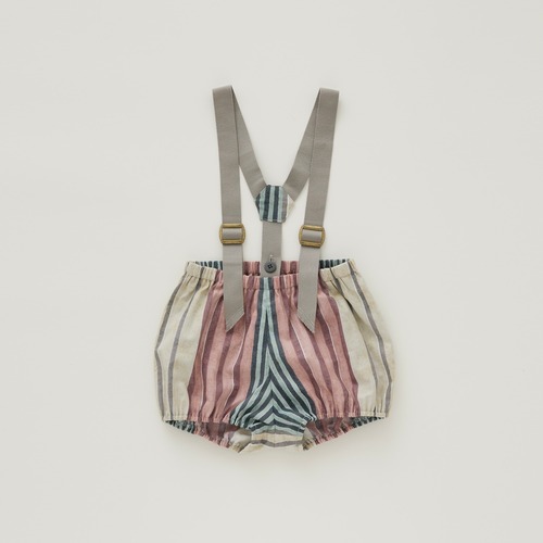 《eLfinFolk 2024SS》Multi stripe Suspenders Bloomers / pink × blue gray / 80・90cm