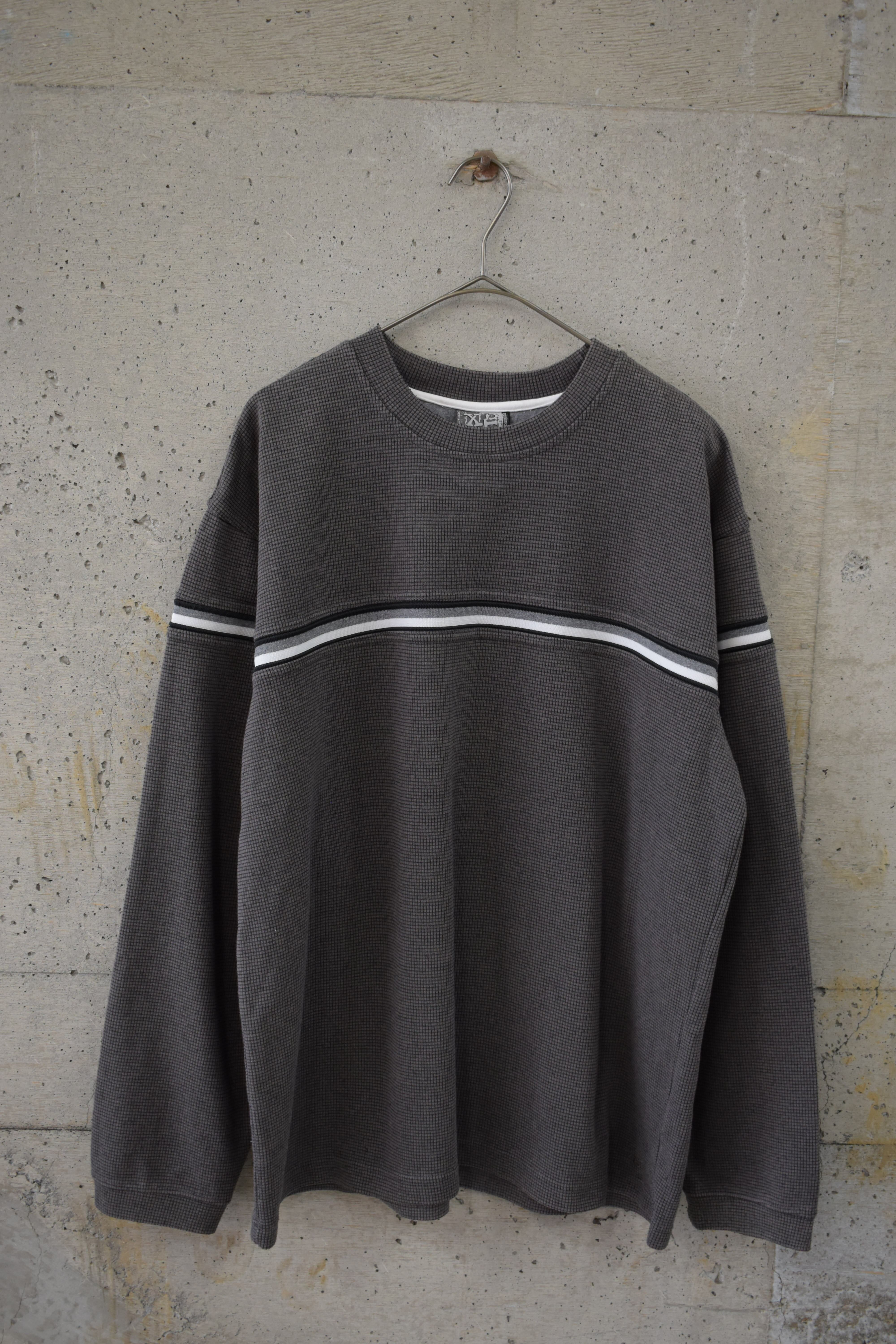 Charcoal gray waffle-knit sweatshirt