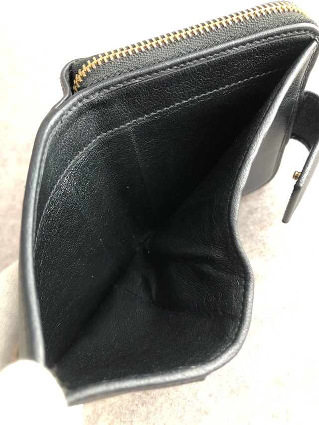 Yves Saint Laurent イヴ・サンローラン 財布 ブラック YSL レザー ２つ折り vintage ヴィンテージ オールド xjddhr